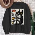 Cat Reading Book Folk Art Cozy Illustration Sweatshirt Gifts for Old Women Cat Reading Book Folk Art Cozy Illustration Sweatshirt Gifts for Old Women