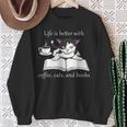 Cat Reads a Book Reading Coffee Sweatshirt Gifts for Old Women