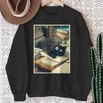 Cat Teacher Student School Last Day Books First 100th Day Sweatshirt Gifts for Old Women Cat Teacher Student School Last Day Books First 100th Day Sweatshirt Gifts for Old Women