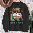 Cats And Books Easily Distracted By Cats And Books Sweatshirt Gifts for Old Women