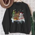 Christmas Tree Snowman Reindeer Book Stack Librarian Sweatshirt Gifts for Old Women