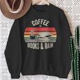 Coffee Books And Rain Retro Vintage Book Lover Reading Sweatshirt Gifts for Old Women