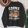 Coffee Cats And Books Cats And Reading Lovers Sweatshirt Gifts for Old Women