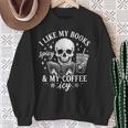 Coffee Skeleton I Like My Books Spicy And My Coffee ICY Sweatshirt Gifts for Old Women