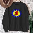 Comic Book Style Monogram Initial Letter A Superhero Sweatshirt Gifts for Old Women