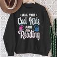 All The Cool Kids Are Reading Book Vintage Retro Sunset Sweatshirt Gifts for Old Women
