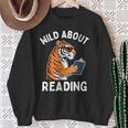 Cool Tiger Reading Book Wild About Reading Kids Books Reader Sweatshirt Gifts for Old Women