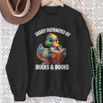 Cool Vintage Easily Distracted By Ducks & Books Lover Sweatshirt Gifts for Old Women