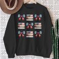 Coquette Bow Book US Flag 4th Of July Librarian Bookworm Sweatshirt Gifts for Old Women