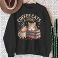 Cozy Reading Cat Coffee And Books Lover Artwork Sweatshirt Gifts for Old Women Cozy Reading Cat Coffee And Books Lover Artwork Sweatshirt Gifts for Old Women