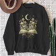 Crescent Mushroom Book Fungi Art Woodland Mystical Night Sweatshirt Gifts for Old Women