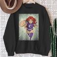The Crimson Crescent 90s Retro Comic Book Superheroine Art Sweatshirt Gifts for Old Women