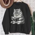 Cute Cat Reading Book Adorable Cats Books Lover Sweatshirt Gifts for Old Women