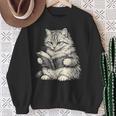 Cute Cat Reading Book Classic Bookworm Animal Pet Lover Sweatshirt Gifts for Old Women