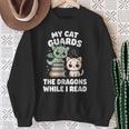 Cute Fantasy Book Reader Apparel Cat Dragon Bookish Magic Sweatshirt Gifts for Old Women