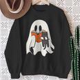 Cute Ghost Cat Reading Book Spooky Season Halloween Costume Sweatshirt Gifts for Old Women