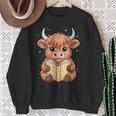 Cute Highland Cow Reading Book Sweatshirt Gifts for Old Women
