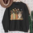 Cute Kawaii Border Collie Dog Books Flowers Sweatshirt Gifts for Old Women