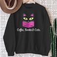 Cute Kitty Face Coffee Books & Cats Sweatshirt Gifts for Old Women
