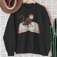 Cute Monkey Reading Books Literature Nature Sweatshirt Gifts for Old Women