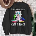 Distracted By Cats Coffee And Books Sweatshirt Gifts for Old Women