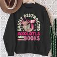 Easily Distracted By Axolotls And Books Cute Animal Lover Sweatshirt Gifts for Old Women