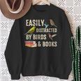 Easily Distracted By Birds & Books Vintage Birder Sweatshirt Gifts for Old Women