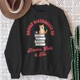 Easily Distracted By Books Cats Tea Book Lovers Librarians Sweatshirt Gifts for Old Women