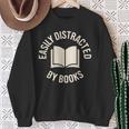 Easily Distracted By Books Reading Sweatshirt Gifts for Old Women