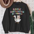 Easily Distracted By Books Silly-Goose Bookish Library Read Sweatshirt Gifts for Old Women