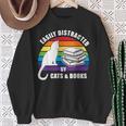 Easily Distracted By Cats And Books – Retro Sunset Rainbow Sweatshirt Gifts for Old Women Easily Distracted By Cats And Books – Retro Sunset Rainbow Sweatshirt Gifts for Old Women