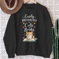 Easily Distracted By Cats And Books Cat & Book Lover Sweatshirt Gifts for Old Women