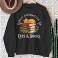 Easily Distracted By Cats And Books Cat And Book Lover Sweatshirt Gifts for Old Women