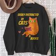 Easily Distracted By Cats And Books For Cat And Book Lover Sweatshirt Gifts for Old Women
