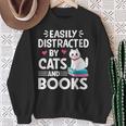 Easily Distracted By Cats And Books Cute Cat And Book Lovers Sweatshirt Gifts for Old Women Easily Distracted By Cats And Books Cute Cat And Book Lovers Sweatshirt Gifts for Old Women