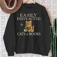 Easily Distracted By Cats And Books Cute Cat Reading Reader Sweatshirt Gifts for Old Women Easily Distracted By Cats And Books Cute Cat Reading Reader Sweatshirt Gifts for Old Women