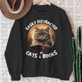 Easily Distracted By Cats And Books Librarians Bibliophiles Sweatshirt Gifts for Old Women