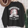 Easily Distracted By Cats And Books Men Cat Book Lover Sweatshirt Gifts for Old Women
