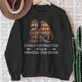 Easily Distracted By Dragon And Book Apparel Sweatshirt Gifts for Old Women