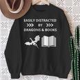 Easily Distracted By Dragon And Books Nerds Sweatshirt Gifts for Old Women