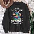 Easily Distracted By Dragons & Books Bookworm Library Sweatshirt Gifts for Old Women