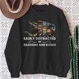 Easily Distracted By Dragons & Books Cool Reading Books Sweatshirt Gifts for Old Women