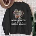 Easily Distracted By Dragons & Books Dragon Book Reading Sweatshirt Gifts for Old Women