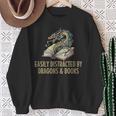 Easily Distracted By Dragons & Books Vintage Style Sweatshirt Gifts for Old Women Easily Distracted By Dragons & Books Vintage Style Sweatshirt Gifts for Old Women