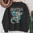 Easily Distracted By Dragons Books Bookworm Sweatshirt Gifts for Old Women