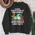 Easily Distracted By Dragons Books Cats Fantasy Book Lover Sweatshirt Gifts for Old Women Easily Distracted By Dragons Books Cats Fantasy Book Lover Sweatshirt Gifts for Old Women