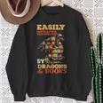 Easily Distracted By Dragons And Books Dragon Lover Mythical Sweatshirt Gifts for Old Women