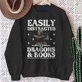 Easily Distracted By Dragons And Books Fantasy Book Lover Sweatshirt Gifts for Old Women