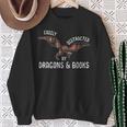 Easily Distracted By Dragons And Books Nerd Readers Sweatshirt Gifts for Old Women