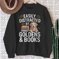 Easily Distracted By Goldens & Books Golden Retriever Dog Sweatshirt Gifts for Old Women